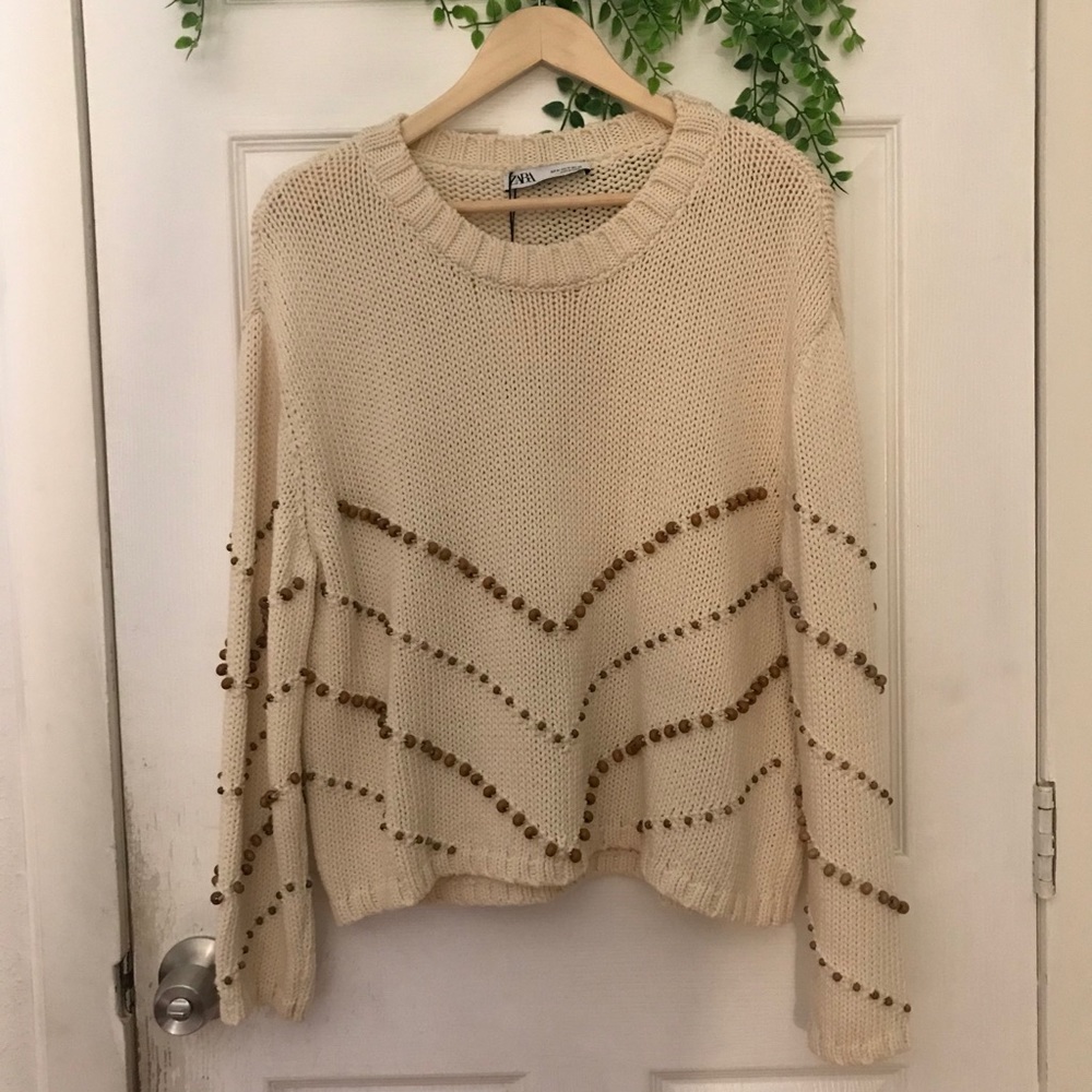 Zara Knit Beaded Sweater